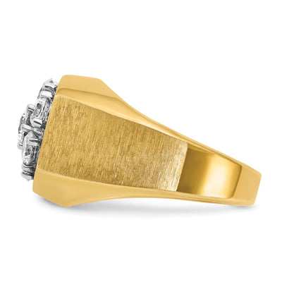 IBGoodman 14K Two-tone Men's Polished and Satin Round 2 Carat AA Quality Diamond Cluster Ring
