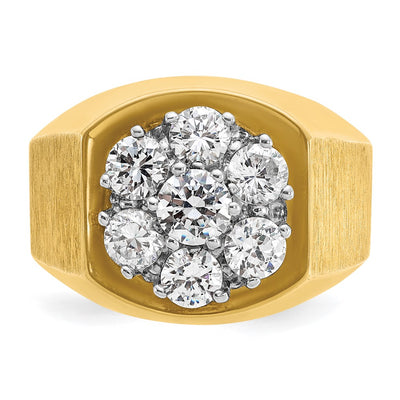 IBGoodman 14K Two-tone Men's Polished and Satin Round 2 Carat AA Quality Diamond Cluster Ring