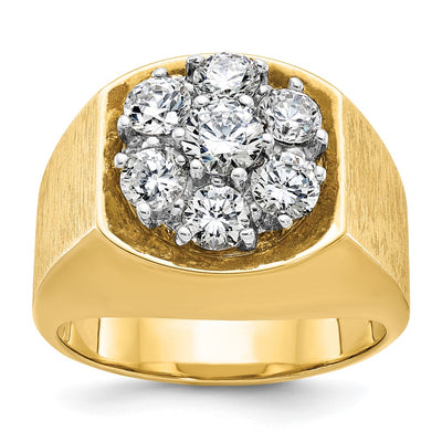 IBGoodman 14K Two-tone Men's Polished and Satin Round 2 Carat AA Quality Diamond Cluster Ring
