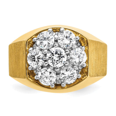 IBGoodman 14K Two-tone Men's Polished and Satin Round 1 1/5 Carat AA Quality Diamond Cluster Ring