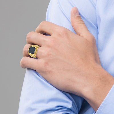 14K IBGoodman Men's Onyx Nugget Complete Ring