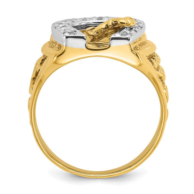 14K Two-tone IBGoodman Men's Horse and Horseshoe Diamond Ring Mounting