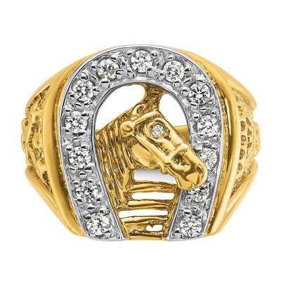 14K Two-tone IBGoodman Men's Horse and Horseshoe Diamond Ring Mounting