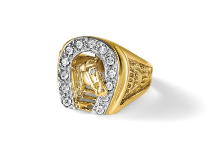 14K Two-tone IBGoodman Men's Horse and Horseshoe Diamond Ring Mounting