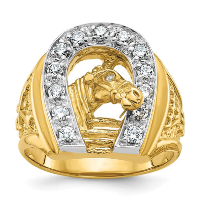 14K gold diamond horseshoe ring