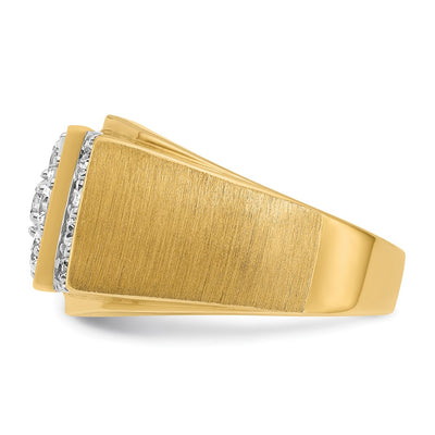 IBGoodman 14K Two-tone Men's Polished and Satin 2 Carat AA Quality Diamond Cluster Ring