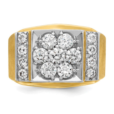 IBGoodman 14K Two-tone Men's Polished and Satin 2 Carat AA Quality Diamond Cluster Ring