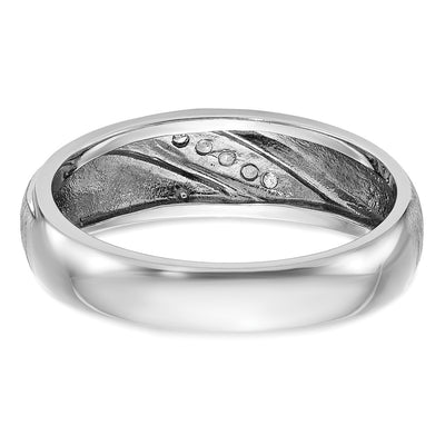 IBGoodman 14K White Gold Men's Polished and Satin 1/15 Carat AA Quality Diamond Ring