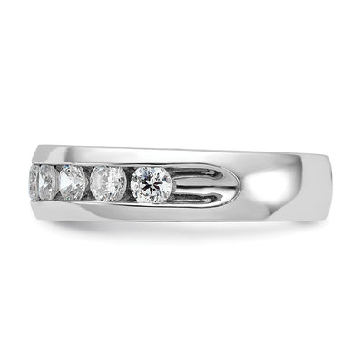 IBGoodman 14K White Gold Men's Polished 9-Stone 1 Carat AA Quality Diamond Ring