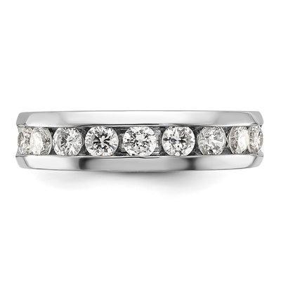 IBGoodman 14K White Gold Men's Polished 9-Stone 1 Carat AA Quality Diamond Ring