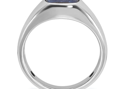 14k White Gold IBGoodman Men's Sapphire Doublet Stone Complete Ring