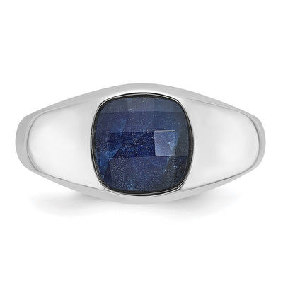 14K White Gold IBGoodman Men's Sapphire Doublet Stone Complete Ring