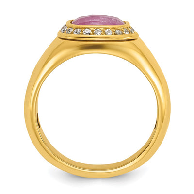 14K IBGoodman Men's Ruby Doublet Stone and 1/5 carat Diamond Complete Ring