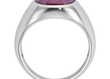 14k White Gold IBGoodman Men's Oval Gemstone and Diamond Ring Mounting