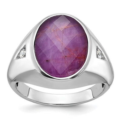 14K white gold diamond oval ring