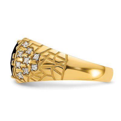 14K IBGoodman Men's Onyx and 1/4 carat Diamond Nugget Complete Ring