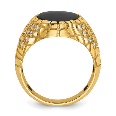 14K IBGoodman Men's Onyx and 1/2 carat Diamond Nugget Complete Ring