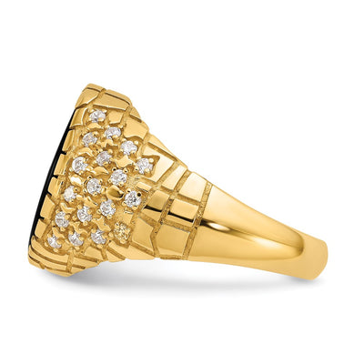 14K IBGoodman Men's Onyx and 1/2 carat Diamond Nugget Complete Ring