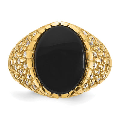 14K IBGoodman Men's Onyx and 1/2 carat Diamond Nugget Complete Ring