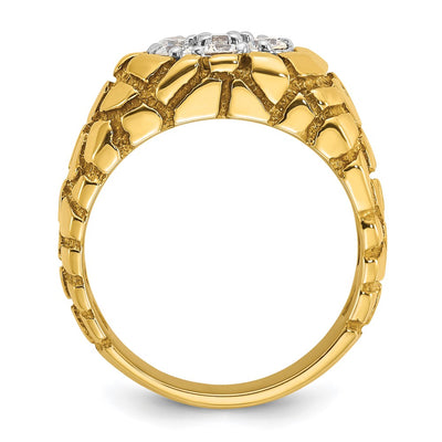 14K IBGoodman Men's Two-tone Men's 1 carat Diamond Nugget Cluster Complete Ring