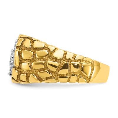 14K IBGoodman Men's Two-tone Men's 1 carat Diamond Nugget Cluster Complete Ring
