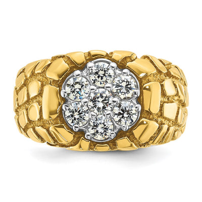 14K IBGoodman Men's Two-tone Men's 1 carat Diamond Nugget Cluster Complete Ring