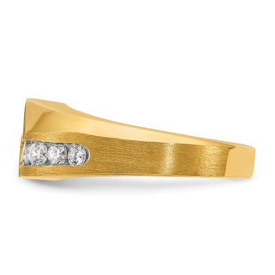 IBGoodman 14K Men's Polished and Satin 1 Carat AA Quality Diamond Ring