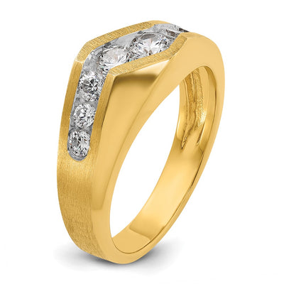 IBGoodman 14K Men's Polished and Satin 1 Carat AA Quality Diamond Ring