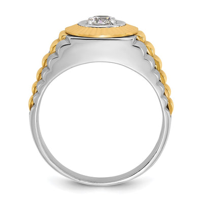 IBGoodman 14K Two-tone Men's Polished Satin and Textured 3/8 Carat AA Quality Diamond Ring