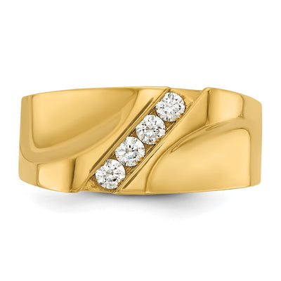 IBGoodman 14K Men's Polished 4-Stone 1/3 Carat AA Quality Diamond Ring