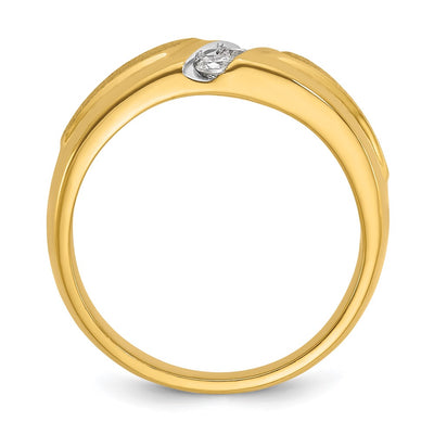 IBGoodman 14K Men's Polished and Satin 3-Stone 1/4 Carat AA Quality Diamond Ring