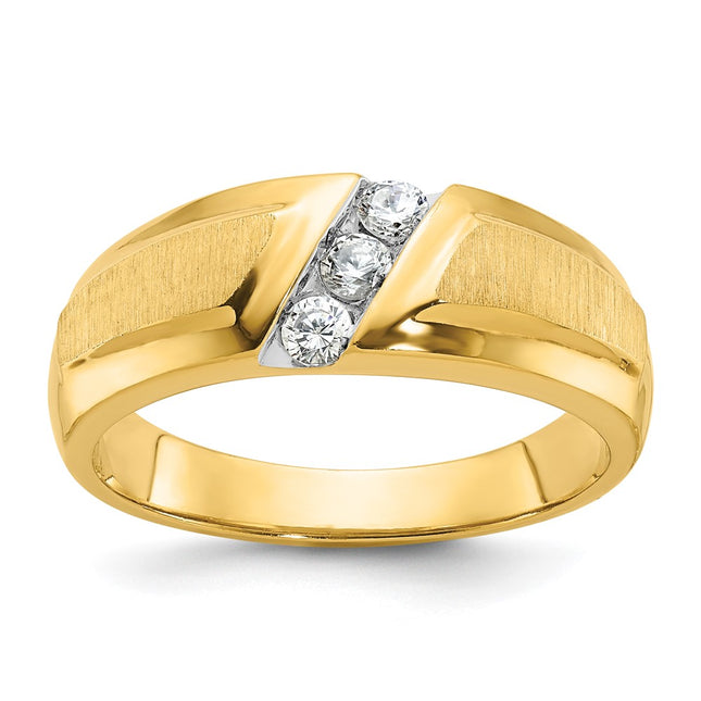 14k Yellow & Rhodium Rings Style B56699 - Classique Jewelry Inc.