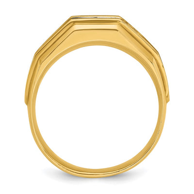 IBGoodman 14K with White Rhodium Men's Polished and Satin 5-Stone 1 Carat AA Quality Diamond Ring