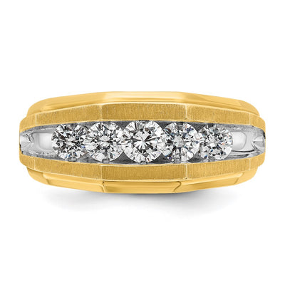 IBGoodman 14K with White Rhodium Men's Polished and Satin 5-Stone 1 Carat AA Quality Diamond Ring