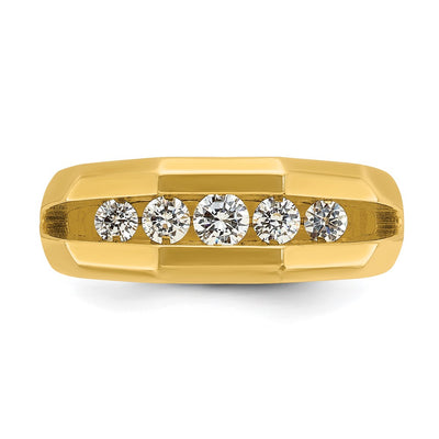 IBGoodman 14K Men's Polished Cut-Out 5-Stone 1/2 Carat AA Quality Diamond Ring