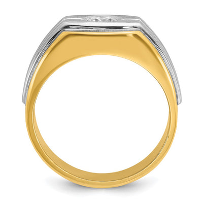 14K Two-tone IBGoodman Men's Polished and Satin 1/3 carat Diamond Complete Ring