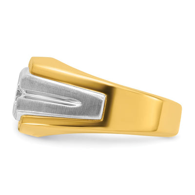 14K Two-tone IBGoodman Men's Polished and Satin 1/3 carat Diamond Complete Ring