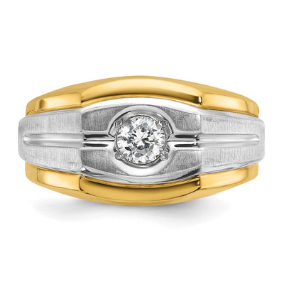 14K Two-tone IBGoodman Men's Polished and Satin 1/3 carat Diamond Complete Ring