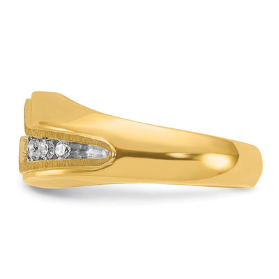IBGoodman 14K with White Rhodium Men's Polished and Satin 1/2 Carat AA Quality Diamond Ring