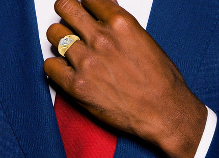 14k Yellow & Rhodium Rings Style B56827 - Classique Jewelry Inc.