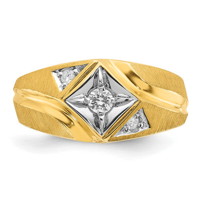 14K with White Rhodium IBGoodman Men's Satin 1/5 carat Diamond Complete Ring