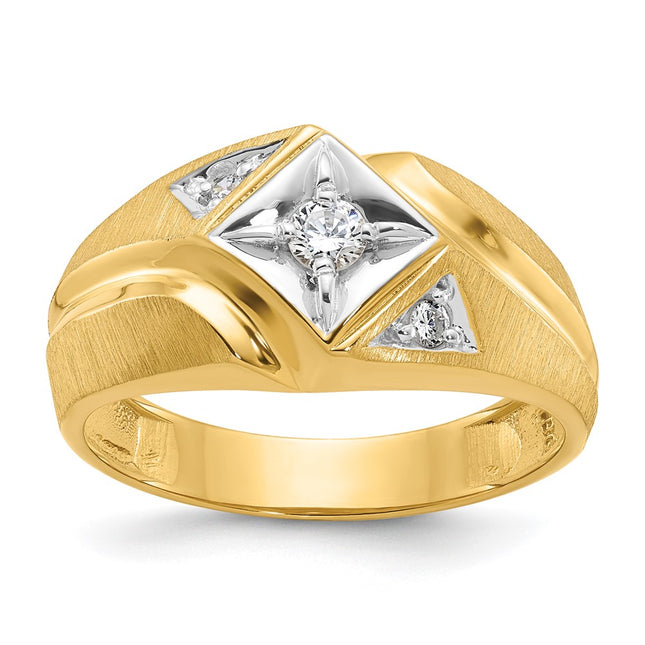 14k Yellow & Rhodium Rings Style B56827 - Classique Jewelry Inc.