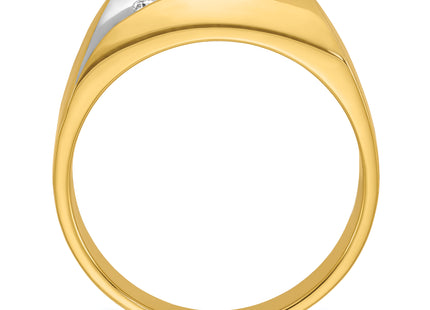 IBGoodman 14k with White Rhodium Men's Polished and Grooved 3-Stone 1/3 Carat AA Quality Diamond Ring