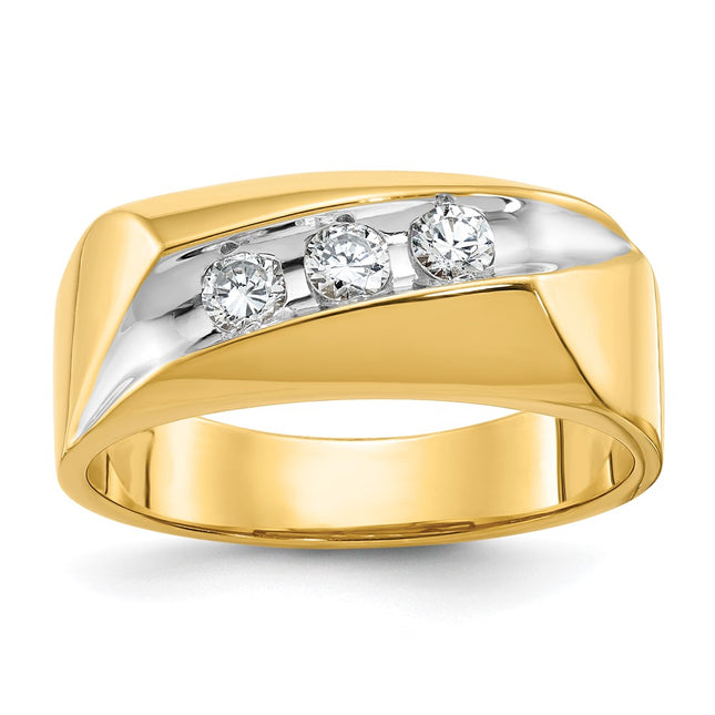 14k Yellow & Rhodium Rings Style B56894 - Classique Jewelry Inc.