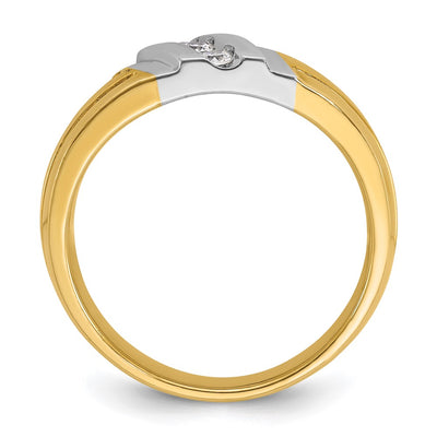 IBGoodman 14K Two-tone Men's Polished and Grooved 3-Stone 1/5 Carat AA Quality Diamond Ring
