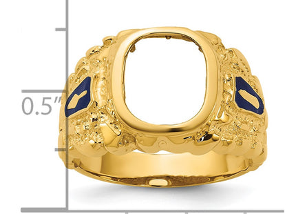 IBGoodman 14K Men's Polished and Nugget Textured Blue Lodge Master Masonic Ring Mounting