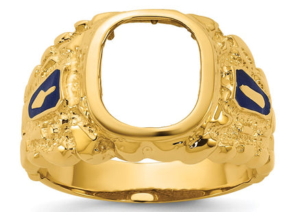 IBGoodman 14K Men's Polished and Nugget Textured Blue Lodge Master Masonic Ring Mounting