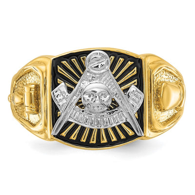 IBGoodman 14K Two-tone Men's Polished and Textured with Black Enamel Past Master Masonic Ring