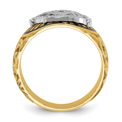 IBGoodman 14K Two-tone Men's Polished and Textured with Multi-color Enamel Blue Lodge Master Masonic Ring