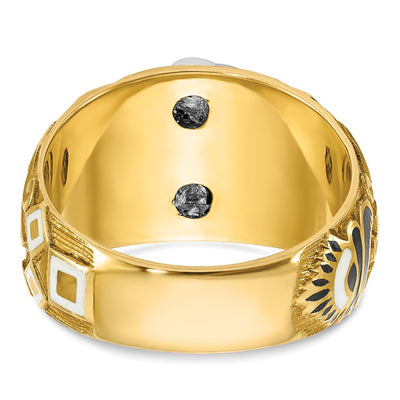 IBGoodman 14K Two-tone Men's Polished and Textured with Multi-color Enamel Blue Lodge Master Masonic Ring